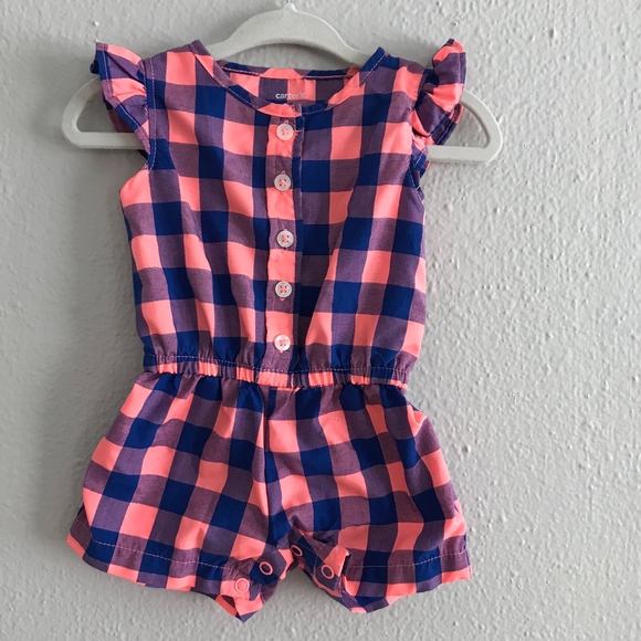 pink gingham romper